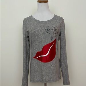 Love Moschino Gray and Red Long Sleeve Tee